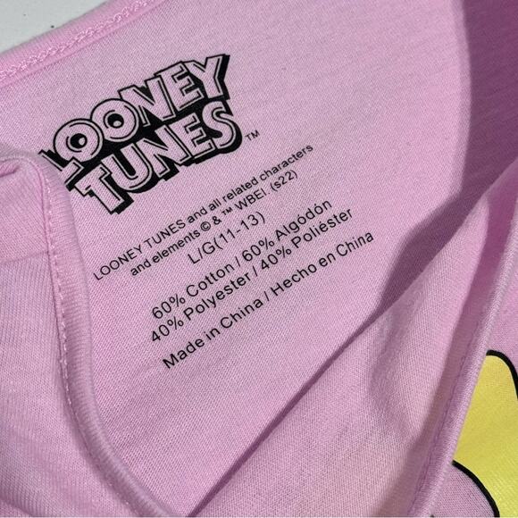 Looney Tunes Tweety Women's Side Tie Knit Tank Top Wild Flower Sz. Large Pink - Picture 7 of 10